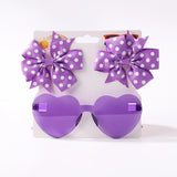 3Pcs/set Cute Solid Kids Dot Hairpin Colorful Heart Sun Glasses Set Girls Boutique Bowknot Hair Clips Children Hair Accessories