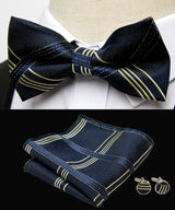 HUISHI Classic Blue Bowties For Men  Paisley Floral Bow Tie Pocket Square Cufflinks Suit Set Wedding Party Plaid Solid Butterfly