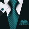 Noverlty Teal Silk Necktie For Men Solid Luxury Brand Suit Pocket Square Cufflinks High Quality Tie Set Wedding Party Barry.Wang