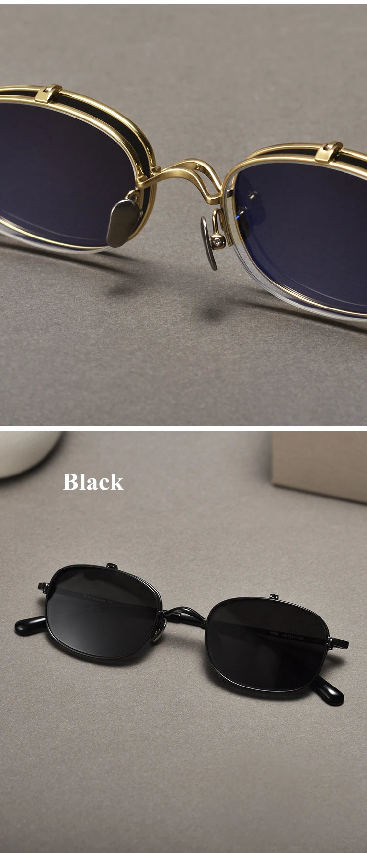 Vintage Titanium Square Glasses Frame with Flip Up Sunglasses Women Brand Designer Eyeglasses Men Trendy Semi Rimless Eyewear