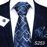 Brand Fashion 8 cm Tie For Men Woven Festive Present Tie Handkerchief Cufflink Set Necktie Shirt Accessories Red Striped