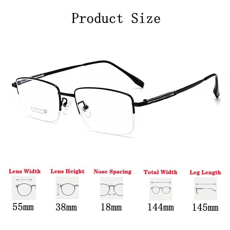 High Quality Men Pure Titanium Half-Rim Glasses Frame Ultra-Light Comfortable Business Myopia Prescription Glasses Frame