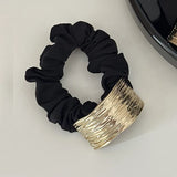 Korean Woman Golden Metal Wire-drawing Semiarc Elastics Hair Band Girls Scrunchies Hair Ties Ponytail Holder Hair Accessories