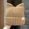 Cute Cat Ears Beanies For Women Autumn And Winter Warm Ear Protection Sweet Versatile Pullover Knitted Hats