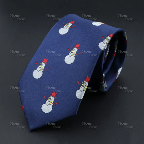 Classic Red Blue Christmas Tie For Men Father Festival Gift Santa Claus Snowman Tree Snowflake Elk Necktie Skinny 7cm Accessory