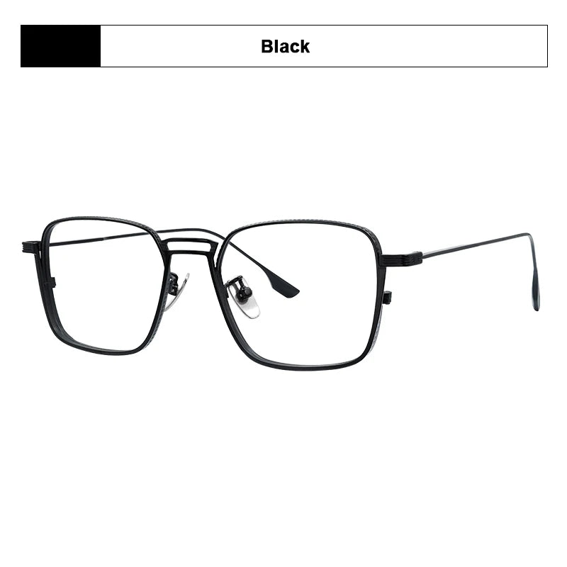 American Design Men Square Frames Handmade Retro Pure Titanium Glasses Thick Edges Business Eyeglasses Suitable for Large Faces
