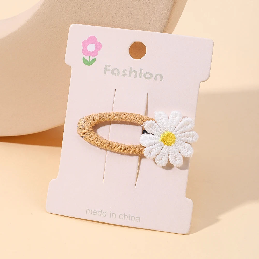 1pcs Ins Daisy Flower Hair Clips Baby Girl Hairpins for Kids Lace White Barette Princess Hooks Infant Accessories Korean
