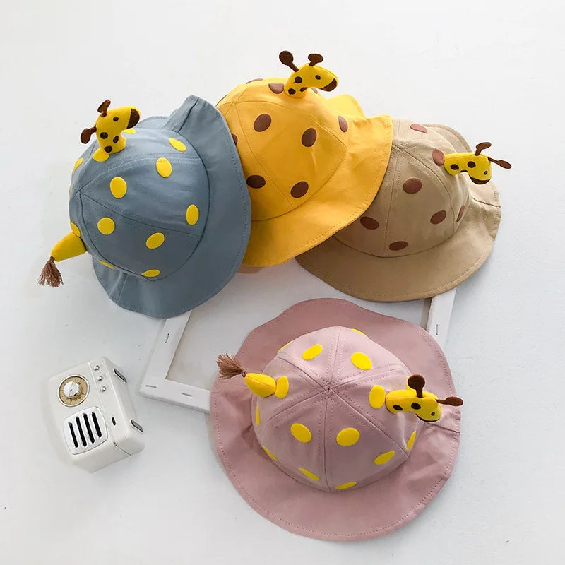 Cartoon Giraffe Baby Fisherman Cap Cute Deer Bucket Hat for Toddler Boy Girl Summer Soft Cotton Kids Sun Visor Hats