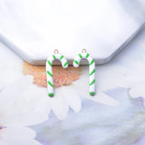 20pcs Copper Both Side Enamelled Christmas Crutches Charms Colorful Candy Cane Pendant DIY Earring Necklace Bracelet Accessories
