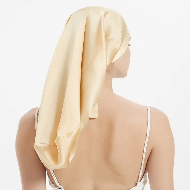 100% Mulberry Silk Sleep Cap for Long & Curly Hair Nightcap with Adjustable Hair Wrap for Woman