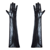 2 Colors New Faux Long Leather Gloves Fashion Women Gloves Warm Outdoors Long Design Sexy Gloves