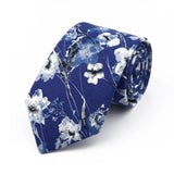 New Chic Floral Tie For Men Women 100% Cotton Beautiful Elegant Flower Necktie White Blue Narrow Skinny Wedding Casual Cravat