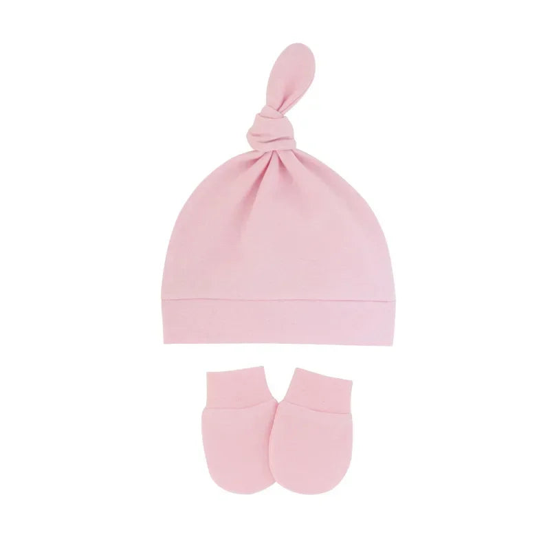 Newborn Baby Hat with Gloves Autumn Winter Warm Cotton Kids Beanies Stuff Children Accessories Infant Nightcap 0-6 Months Babies