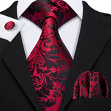 Elegant Multi Floral Silk Mens Tie Hanky Cufflinks Set Jacquard Flower Necktie For Male Wedding Business Party Event Barry.Wang