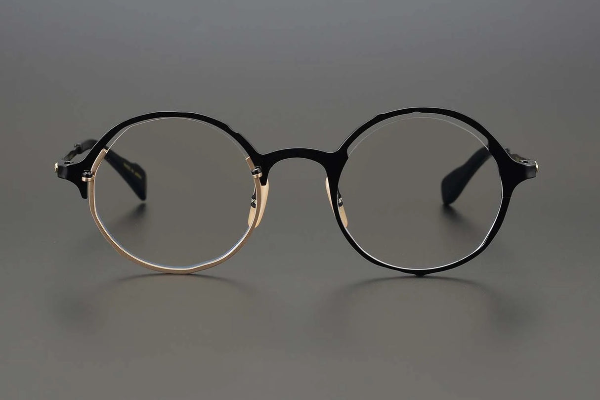 53160 Retro round pure titanium handmade glasses frame men and women irregular high-end optical frames