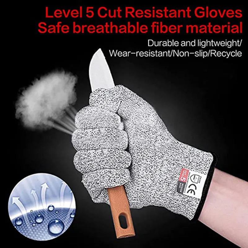 Grade 5 HPPE Anti-Cut Gloves Kitchen Gardening Anti-Cut Knitted Gloves Anti-Thorn Wear-Resistant Glass Building Cutting Gloves