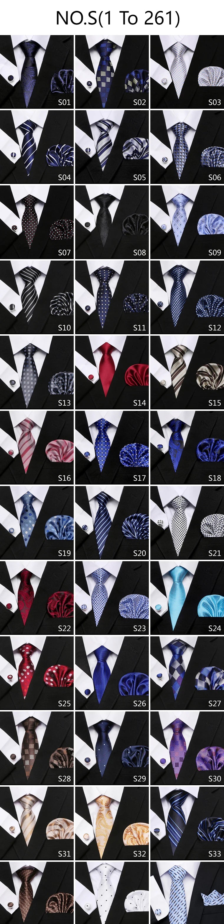 Luxury Tie Handkerchief Pocket Squares Cufflink Set Necktie For Men Blue Red Clothing Accessories