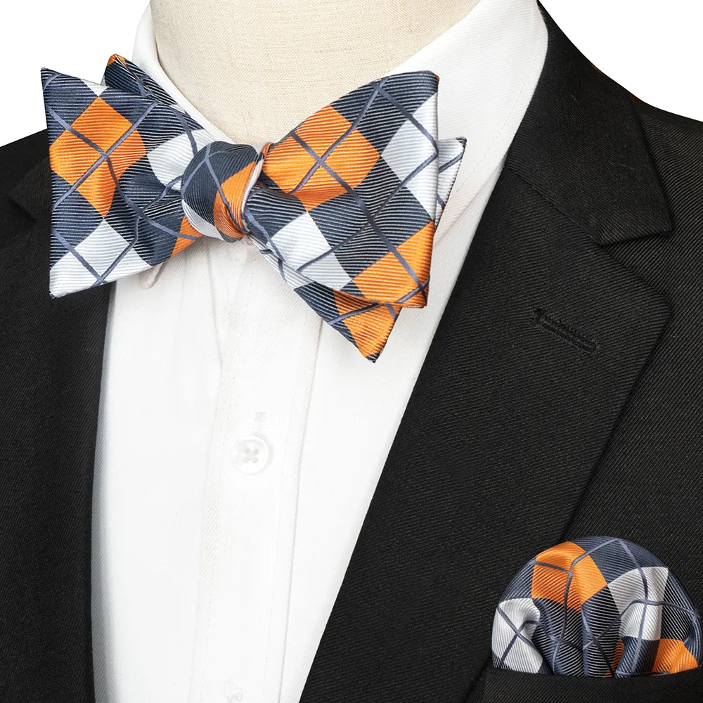 EASTEPIC Striped Bow Tie for Men Hanky Set Plaid Accessory Paisley Neckwear Floral Design Polka Dot Pure Black Evening Party