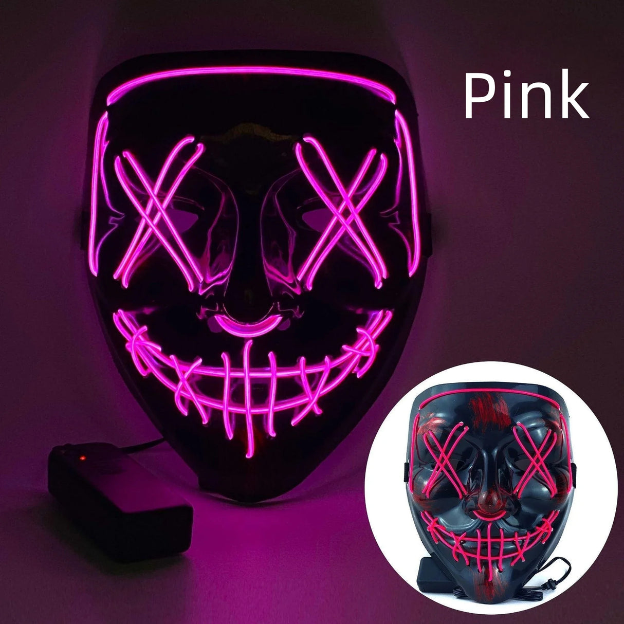 Cosmask Halloween Neon Mask Led Mask Masque Masquerade Party Masks Light Glow In The Dark Funny Masks Cosplay Costume Supplies