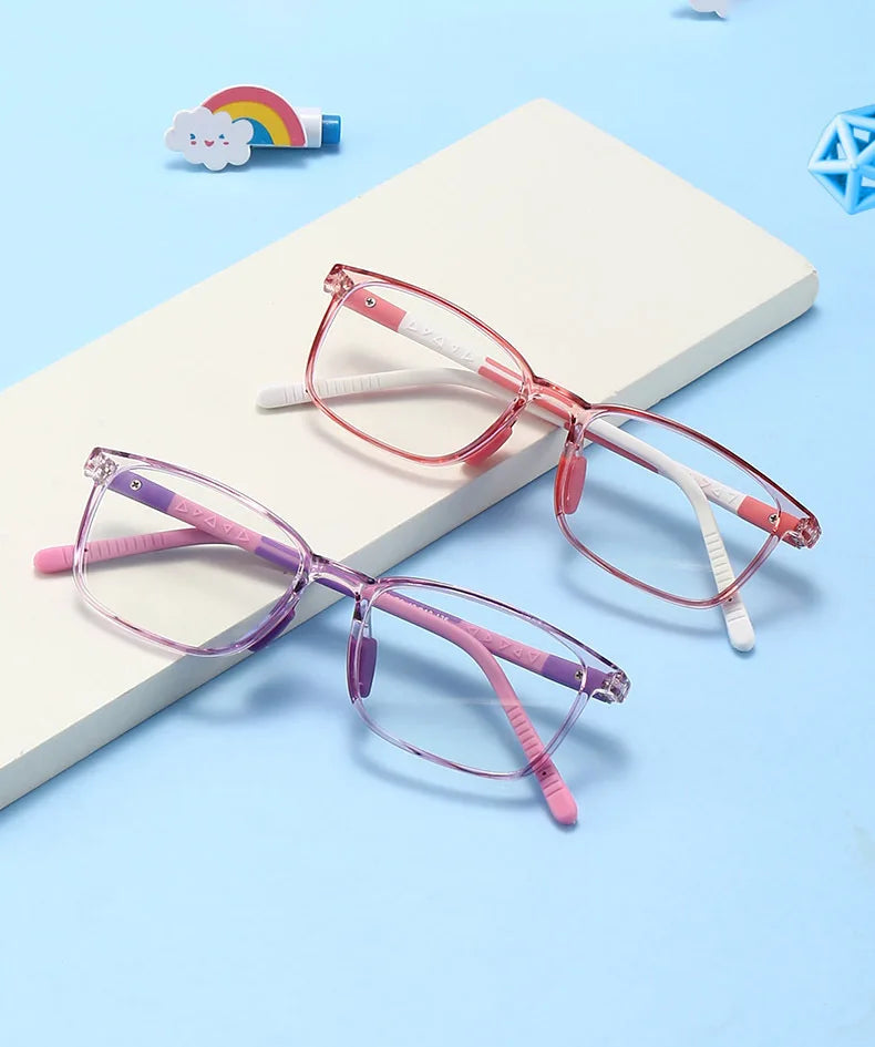 54671 Square Blue Light Blocking Glasses for Girl Optical Glasses Frame Boy Anti Glare Computer Eyeglasses Child Uv400