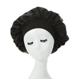 New Women's Satin Solid Wide-brimmed Sleeping Hat Unisex Head Wrap Elastic Band Cap Hair Care Bonnet Night Hat Bonnet De Nuit