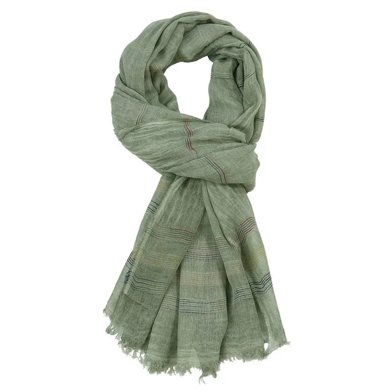 Foreign Trade European and American Men's 2022 New Yarn-Dyed Striped Scarf Men's Winter Solid Color Cotton and Linen Scarf Facto