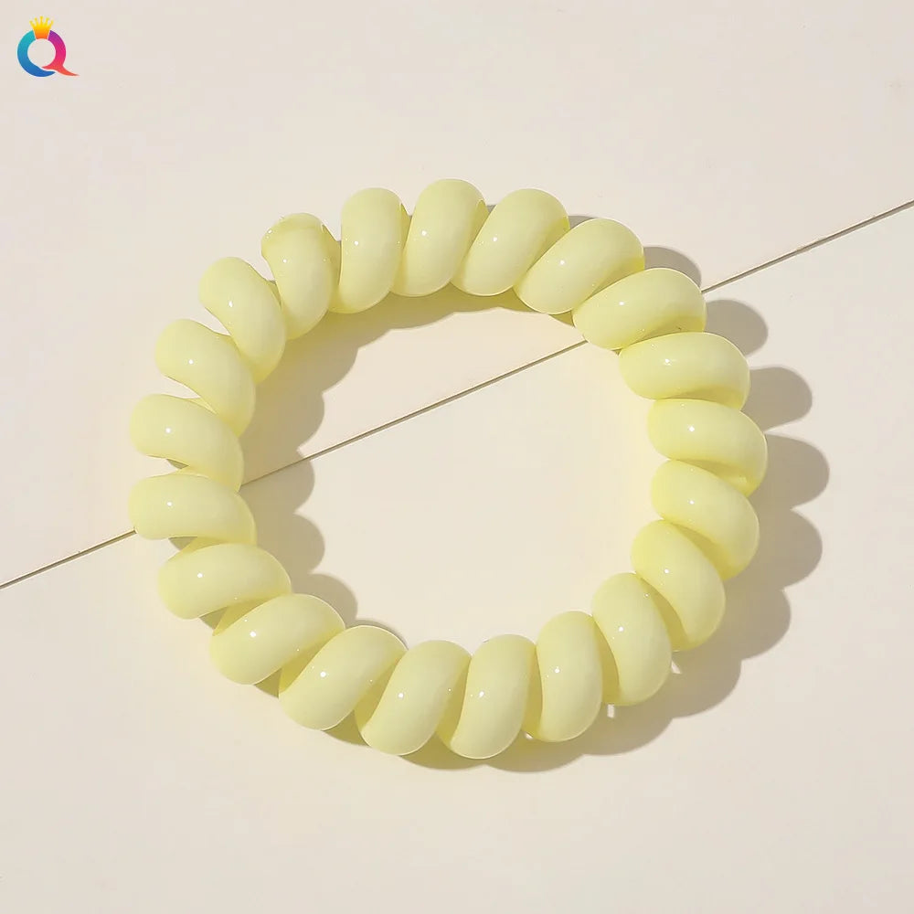 High Elasticity Telephone Coil Hairbands Women Spiral Hair Ties Girls Hair Rings Rope Solid Color Hair Accessories Gum Scrunchy