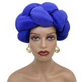 Exaggerated Big Braid Head Band African Raw Silk Turban Cap for Women Nigeria Wedding Party Headpiece Female Headband