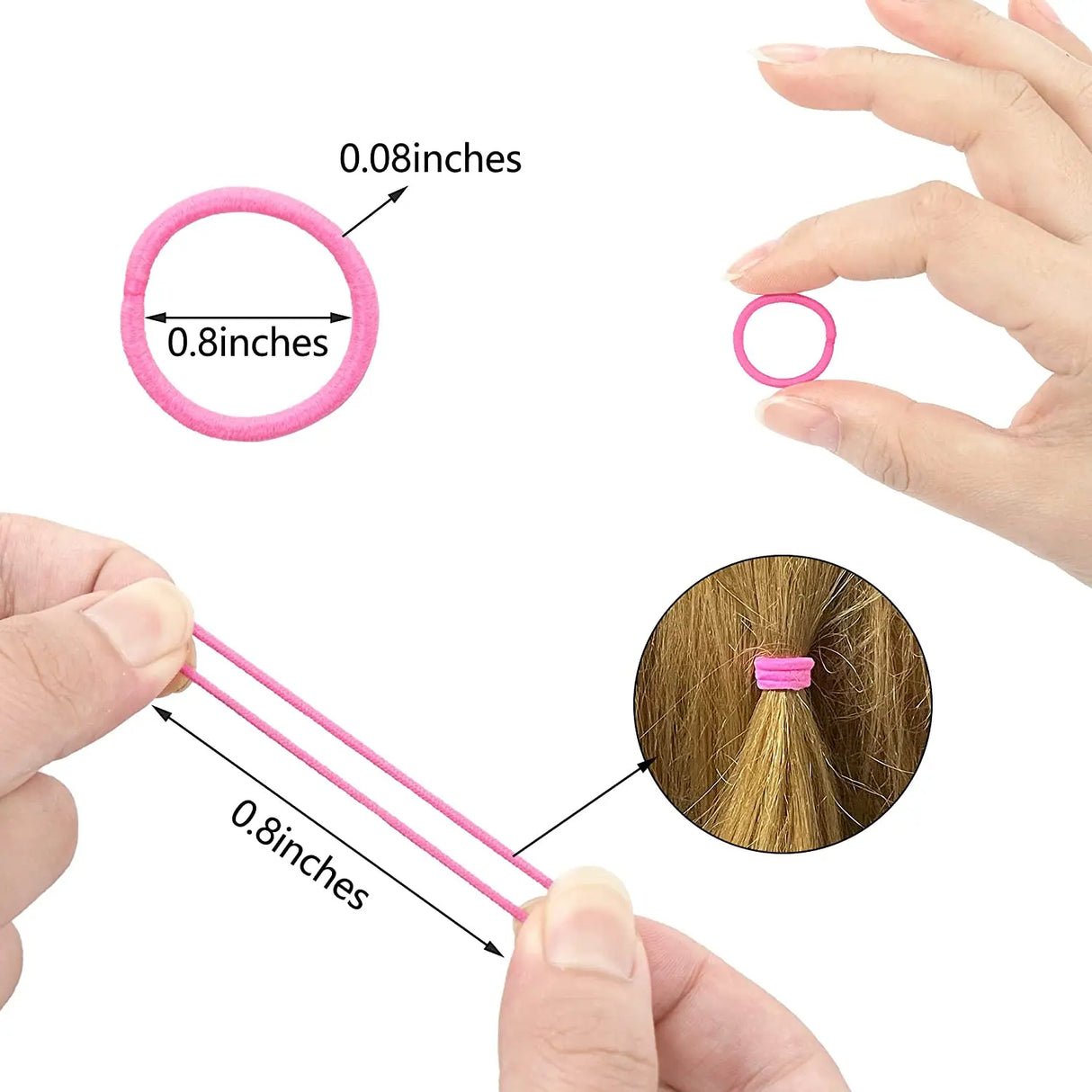 200PCS Baby Toddler Hair Ties Multicolors Elastic Hair Ties 2cm in Diameter No Crease Finger Hair Elastics Small Ponytail Holder