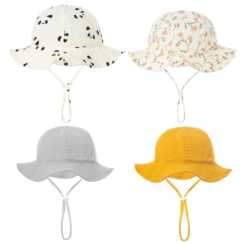 Baby Boy Girl Summer Bucket Hat Soft Cotton Panama for Kids Infant Toddler Cap Outdoor Beach Sun Caps Baby Fisherman Hats