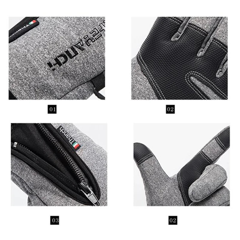 Outdoor Winter Gloves For Men Waterproof Thermal Fleece Lined Resistant Touch Screen Non-slip Motorbike Riding Mountaineering
