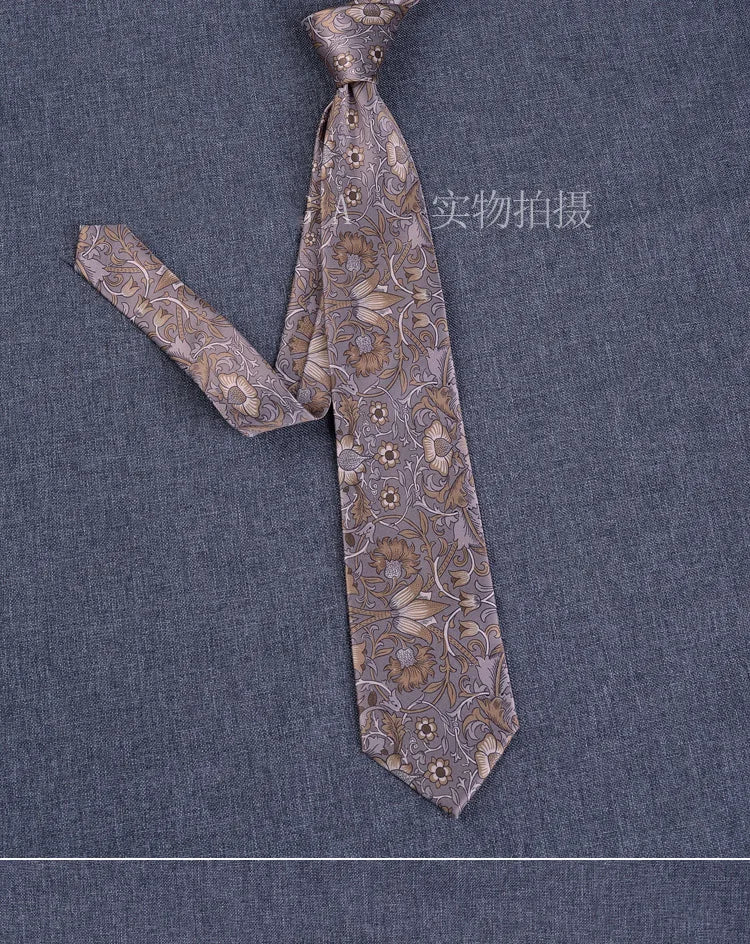 Fashion 8CM Wdith Brown Neckties Vintage Retro Flower Printed Ties For Adult Mens Casual Daily Neckwear Wedding Party Cravate