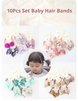 10Pcs Set Baby Hair Bands Cartoon Dot Bows Flower Kids Hair Ropes Kids Rubber Band Baby Girl Hair Accessories