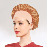 New Women's Satin Solid Sleeping Hat Night Sleep Hair Care Bonnet Nightcap Silky Shower Caps Comfortable Flower Band Unisex Cap