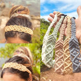 Style Elastic Hair Band Braided Rope Headwrap Turban Women Hair Scarf Macrame Hair Band Bohemian Headband Crochet Bandana