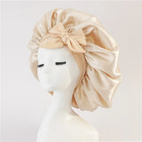 New Satin Sleeping Cap For Women Solid Wide Band Stretch Head Tie Silky Bonnet Edge Wrap Nightcap Hair Care Shower Head Cover