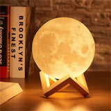 LED Night Light Moon Lamp DIY Starry Lamp Full Moon 3D Lamp Bedroom Decor Kids Birthday Gift Battery Power with Wooden Stand
