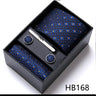 Brand Wholesale Tie Pocket Squares Cufflink Set Necktie Blue Striped Man Wedding Accessories Fit Workplace Holiday Gift Box