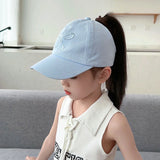 Sweet Bow Baby Girl Baseball Caps Pink White Children Sun Hat High Ponytail Kids Boy Sun Hats Adjustable Outdoor Travel Caps New