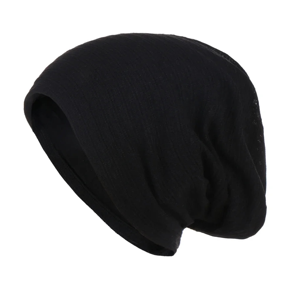 Unisex Men Women Beanie Cotton Night Sleep Cap Bonnet Chemo Hat Headwear Turban Baggy Hair Care Nightcap Pullover Hat Solid Colo