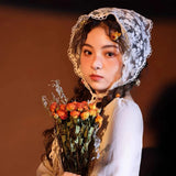 White Lace Bandana Floral Summer Woven Headbands Hair Band Women Outgoing Travel Retro Hair Accessories Headwear Turban Scarf