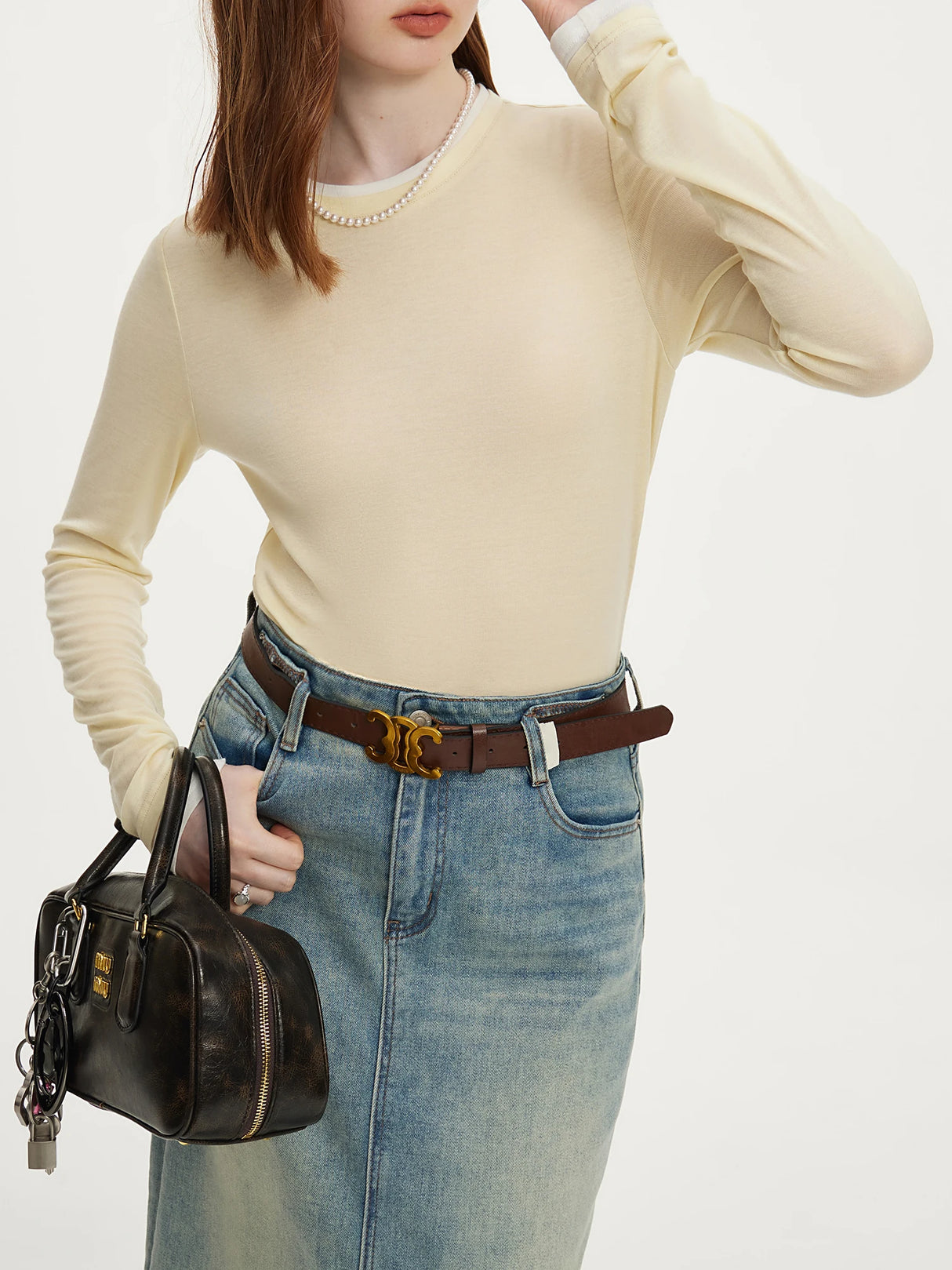 FSLE 19.1% Wool Women Long Sleeve Top Soft Thin Sweater For Women Slim Autumn Office Lady Pullover Wool Tops 24FS13096