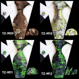 Orange Novelty Ties For Men Plaid Flower Design Silk Wedding Necktie For Men Hanky Cufflinks Gifts Business Party Suit Bow Tie