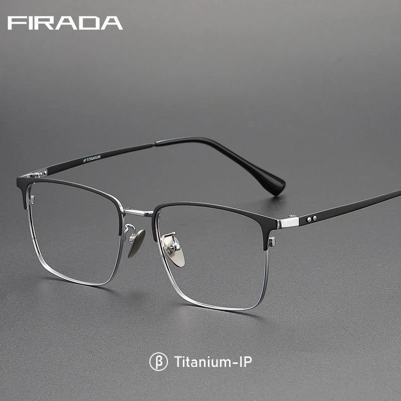 FIRADA Fashion Comfort Glasses Retro Luxury Titanium Square Eyewear Optical Prescription Eyeglasses Frame For Men Women 20363-C