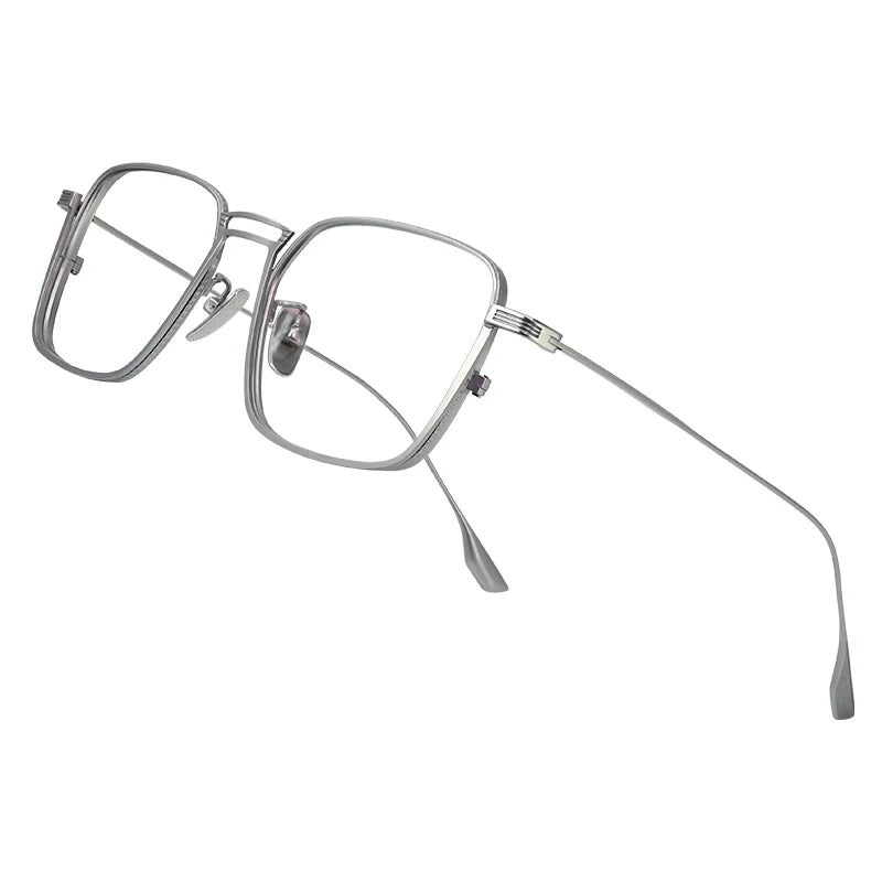American Design Men Square Frames Handmade Retro Pure Titanium Glasses Thick Edges Business Eyeglasses Suitable for Large Faces