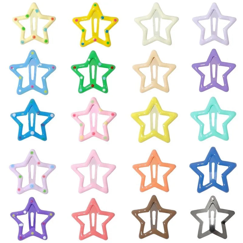 KYDZSW 10Pcs Children Cute Colors Geometric Stars Ornament Hair Clips Girls Lovely Sweet Hairpins Kid Hair Accessories