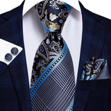 Hi-Tie Luxury Floral Paisley Ties for Men Male Desigenr Red Green Snow Ties for Christmas Adult Silk Tie Hanky Cufflinks Tie Set