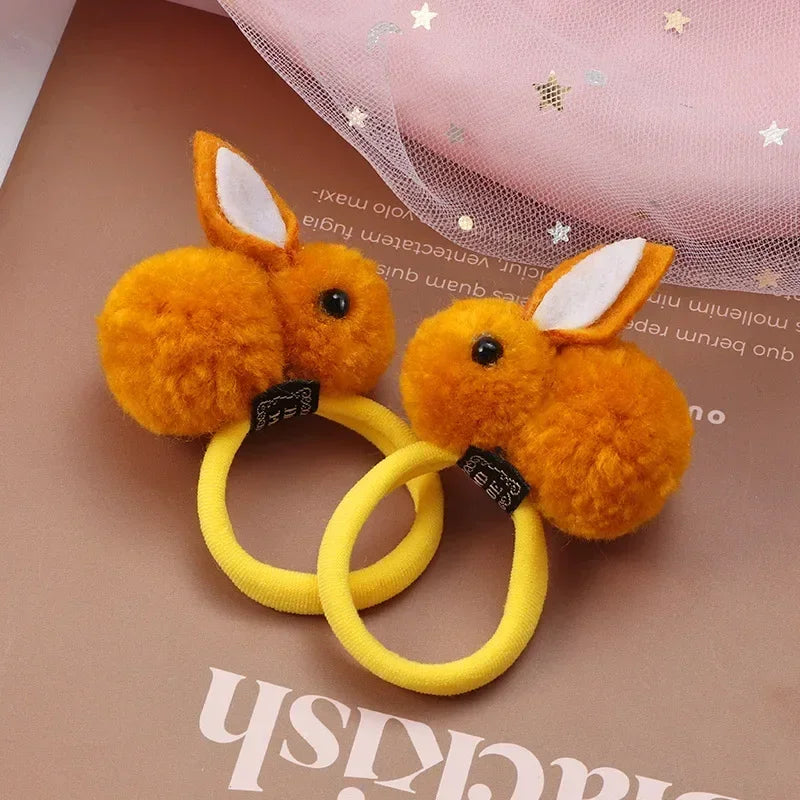Hair Accessories Girls Ties Elastique Cheveux Fille Gomas Elasticas Furry Korean Kinder Kleding Rabbit Ears Scrunchie Headbands