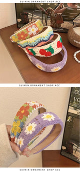 NEW Knitted Headband Bohemian Style Summer Flowers Leisure Style Handmade Head Band Hair Accessories for Women Girls