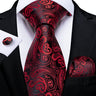 Men Tie Orange Paisley Luxury Silk Polyester Wedding Prom 8cm Necktie Set Pocket Square Cufflinks Gift for Husband Men Accessory